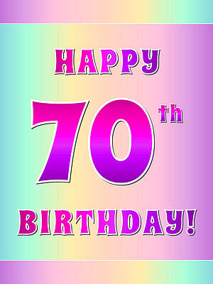 [ Thumbnail: Fun Pink, Purple, and Pastel Colors HAPPY 70th BIRTHDAY Poster ]