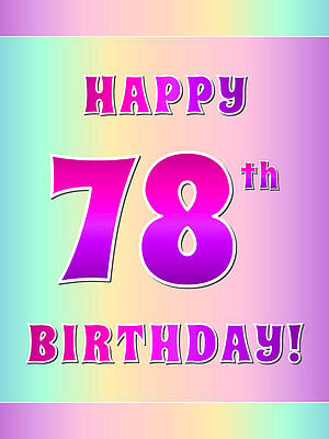 [ Thumbnail: Fun Pink, Purple, and Pastel Colors HAPPY 78th BIRTHDAY Greeting Card ]