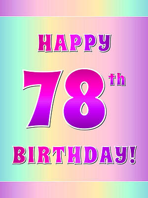 [ Thumbnail: Fun Pink, Purple, and Pastel Colors HAPPY 78th BIRTHDAY Wood Print ]