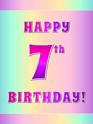 [ Thumbnail: Fun Pink, Purple, and Pastel Colors HAPPY 7th BIRTHDAY Poster ]