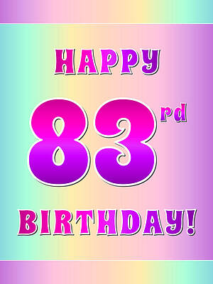 [ Thumbnail: Fun Pink, Purple, and Pastel Colors HAPPY 83rd BIRTHDAY Framed Print ]