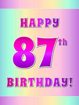 [ Thumbnail: Fun Pink, Purple, and Pastel Colors HAPPY 87th BIRTHDAY Poster ]