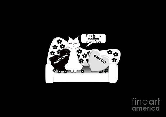 Funny Popular Quote This is my Resting Bitch Face - Posh Cat on Fifties Style Sofa by Barefoot Bodeez Art Funny Popular Quote This is my Resting Bitch Face - Posh Cat on Fifties Style Sofa by Barefoot Bodeez Art