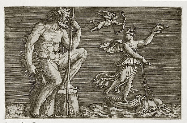 Galatea Escaping Polyphemus Print by Marco Dente
