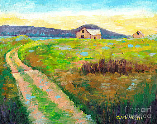 GASPE SUMMER LANDSCAPE SCENE WITH BEAUTIFUL ROAD WINDING TOWARDS HOUSES CANADIAN ART GRACE VENDITTI by GRACE VENDITTI GASPE SUMMER LANDSCAPE SCENE WITH BEAUTIFUL ROAD WINDING TOWARDS HOUSES CANADIAN ART GRACE VENDITTI by GRACE VENDITTI