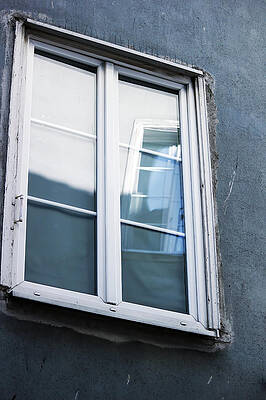 Wall Art - Photograph - Gdansk, North PolandAn artistic close up shot of window reflection within a closed window with white background in the city center main square by Arpan Bhatia