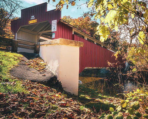 Wall Art - Photograph - Geigers Covered Bridge Autumn View from Below by Jason Fink