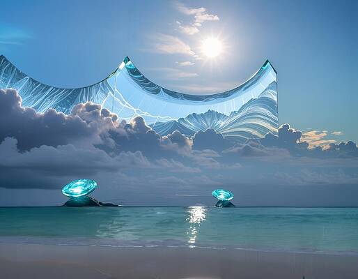 Wall Art - Digital Art - Generating The Glass Cloud Mountain by Eris And AI