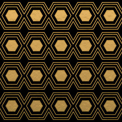 Wall Art - Digital Art - Geometric Hexagon Pattern 02 - Black  by Studio Grafiikka