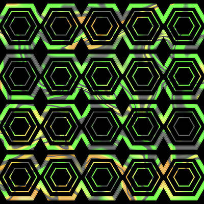 Wall Art - Digital Art - Geometric Hexagon Pattern - Lime Green by Studio Grafiikka