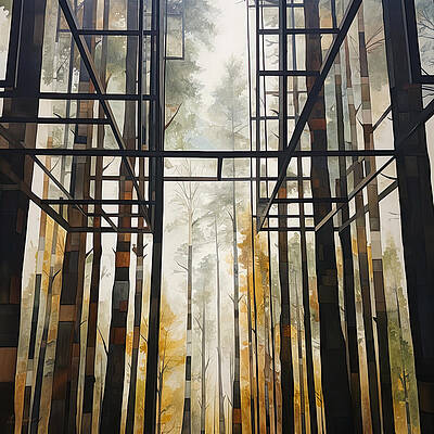 Wall Art - Painting - Geometric Woodland II - Patterns in Nature Art  by Lourry Legarde