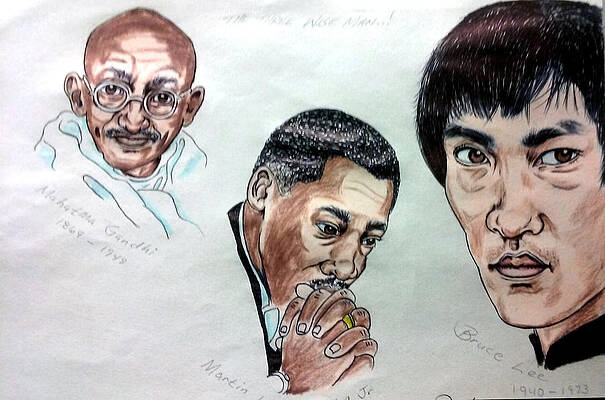 Wall Art - Drawing - Ghandi, King, and Lee by Joedee