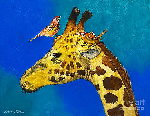 Giraffe and Birds V1 by Marty's Royal Art Giraffe and Birds V1 by Marty's Royal Art