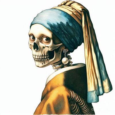 Wall Art - Digital Art - Girl with a pearl earring after Vermeer by Christina Fairhead Art and Merch