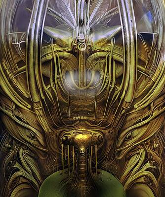 Wall Art - Painting - Golden Enigma A Bob Orsillo Fine Art Print of Biomechanical Surrealism by Bob Orsillo