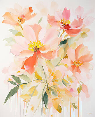 Wall Art - Painting - Golden Hour Blossoms by Lourry Legarde