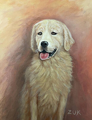 Wall Art - Painting - Golden Retriever Portrait by Karen Zuk Rosenblatt