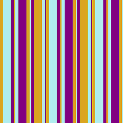 [ Thumbnail: Goldenrod, Turquoise, and Purple Colored Lines/Stripes Pattern Metal Print ]