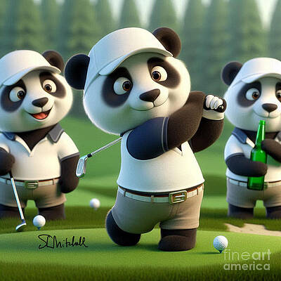 Wall Art - Digital Art - Golfing Teddy's #1 by Steve Mitchell
