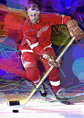 Gordie Howe/Abel/Lindsay Detroit Red Wings' Oil Painting Print on Wrapped Canvas East Urban Home Size: 12 H x 16 W
