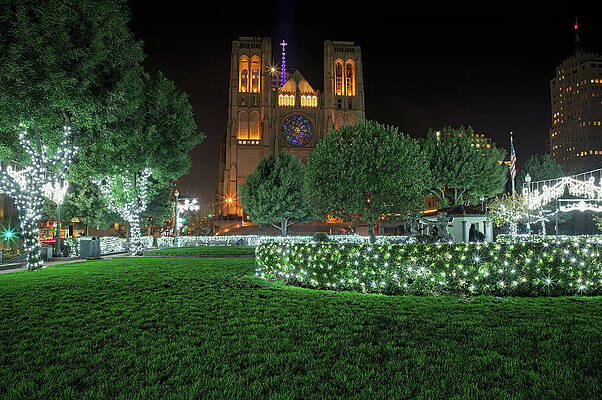 Wall Art - Photograph - Grace Cathedral and Huntington Park in December by Bonnie Follett