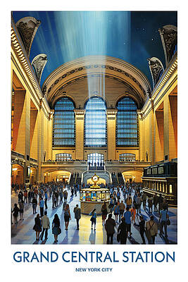 Wall Art featuring the painting Grand Central Station by Land of Dreams