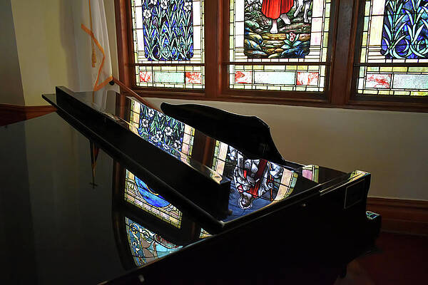 Grand Piano Reflecting Stained Glass Windows by Kathy K McClellan Grand Piano Reflecting Stained Glass Windows by Kathy K McClellan