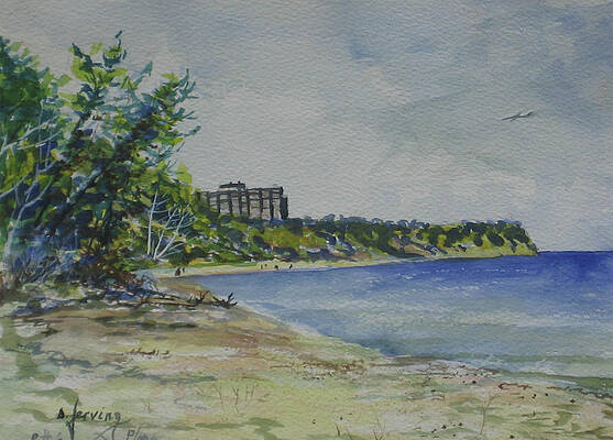 Grant Park - Patty's Plane Original Watercolor 14x10 by Doug Jerving Grant Park - Patty's Plane Original Watercolor 14x10 by Doug Jerving