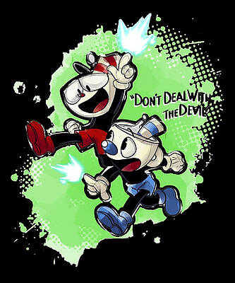 Men's The Cuphead Show! Mugman Ms. Chalice and Cuphead Sketch Graphic Tee  White Medium 