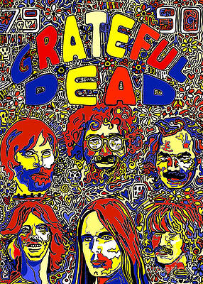 Wall Art - Drawing - Grateful Dead 79 to 90 Primary Color Version by Robert Yaeger