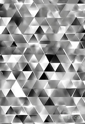 Wall Art - Digital Art - Gray and White Triangular Grid by Jeff Creation