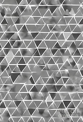 Wall Art - Digital Art - Gray and White Triangular Pattern by Jeff Creation