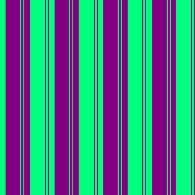 [ Thumbnail: Green and Purple Colored Stripes/Lines Pattern Wood Print ]
