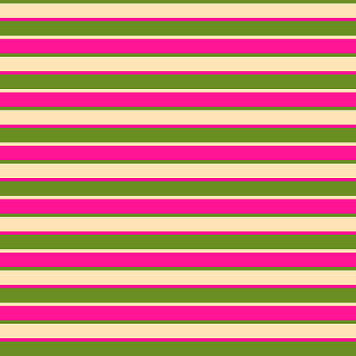 [ Thumbnail: Green, Beige, and Deep Pink Colored Striped Pattern Acrylic Print ]