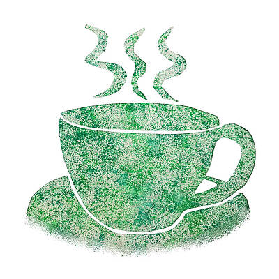  Mixed Media - Green Coffee Cup Canvas by Isla Mavellie