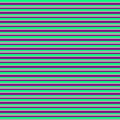 [ Thumbnail: Green, Dark Grey, and Purple Colored Striped/Lined Pattern Wood Print ]