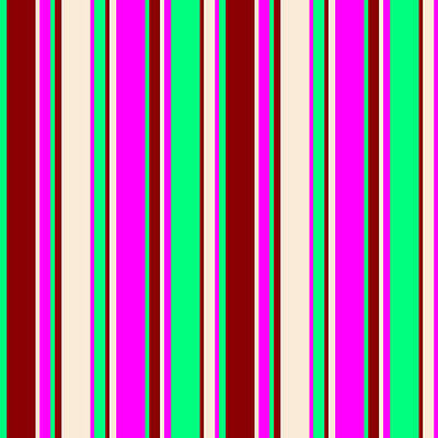 [ Thumbnail: Green, Dark Red, Beige, and Fuchsia Colored Lines/Stripes Pattern Acrylic Print ]