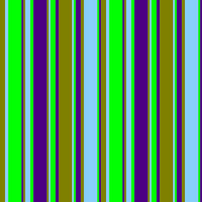 [ Thumbnail: Green, Light Sky Blue, Lime, and Indigo Colored Lined/Striped Pattern Tapestry ]