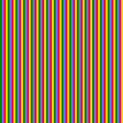 [ Thumbnail: Green, Medium Slate Blue, Crimson, and Yellow Colored Stripes Pattern Acrylic Print ]