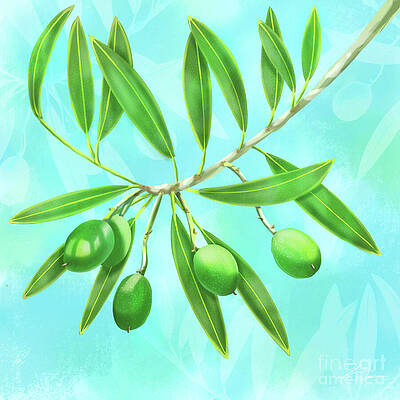 Wall Art - Mixed Media - Green Olive Branch by Shari Warren