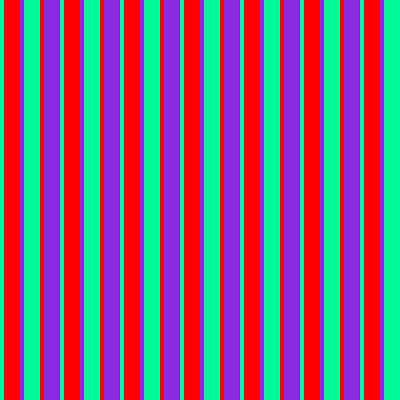 [ Thumbnail: Green, Red, and Purple Colored Pattern of Stripes Poster ]