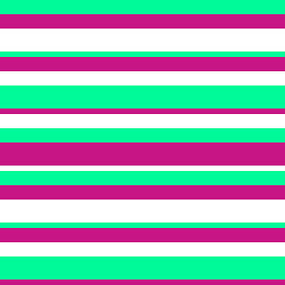 [ Thumbnail: Green, Violet, and White Colored Stripes Pattern Poster ]