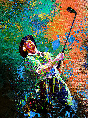 Golf Artwork Golf Ball Painting Features Iron on Grass Sun Set Golfing  Original Canvas Art Small Original Painting 