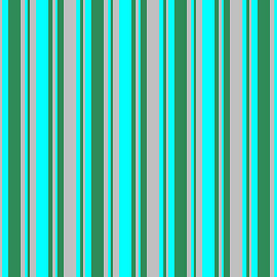 [ Thumbnail: Grey, Aqua, and Sea Green Colored Lined/Striped Pattern Acrylic Print ]
