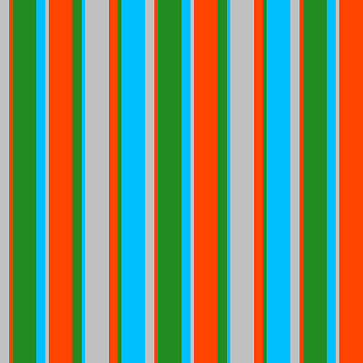 [ Thumbnail: Grey, Red, Forest Green, and Deep Sky Blue Colored Striped/Lined Pattern Acrylic Print ]
