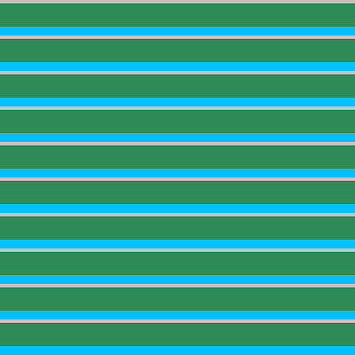 [ Thumbnail: Grey, Sea Green, and Deep Sky Blue Colored Pattern of Stripes Tapestry ]