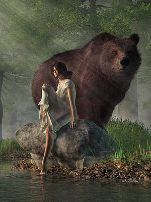 Grizzly Bear and Girl in a Nightgown by Daniel Eskridge Grizzly Bear and Girl in a Nightgown by Daniel Eskridge