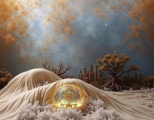 Wall Art - Digital Art - Guard Stone in Winter Fields by Eris And AI