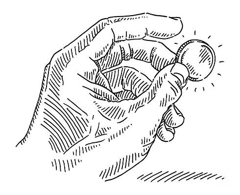 Wall Art - Drawing - Hand Holding Coin Money Drawing by Frank Ramspott