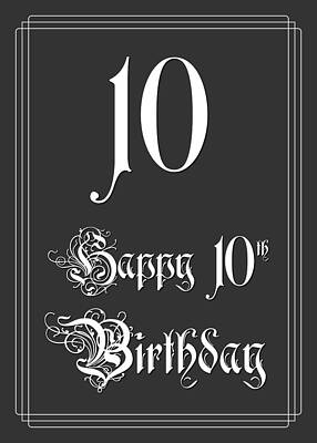 [ Thumbnail: Happy 10th Birthday - Fancy, Elegant, Intricate Look Acrylic Print ]